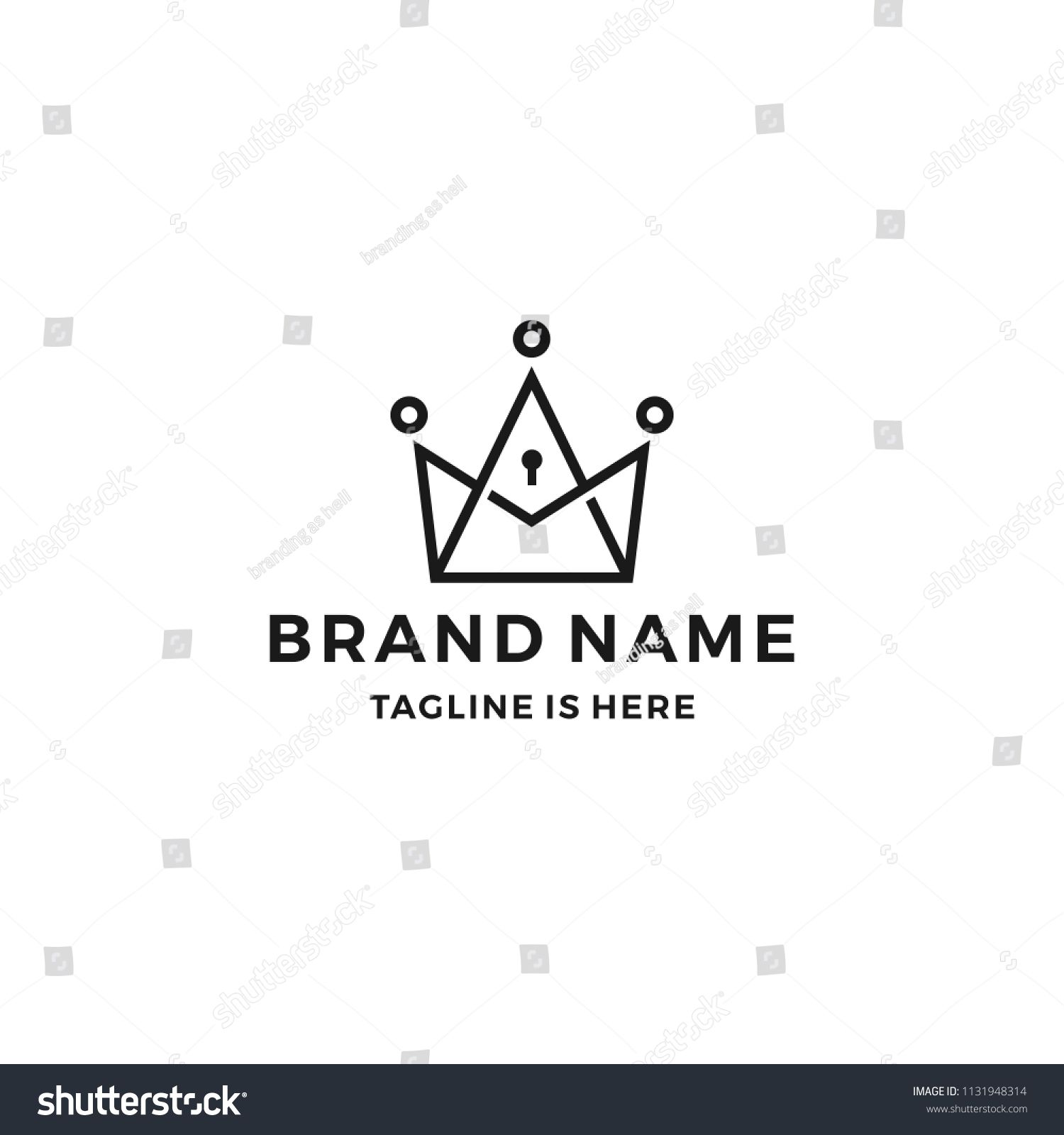 1500x1600 King Crown Keyhole Key Hole Lock Logo Vector Line Outline