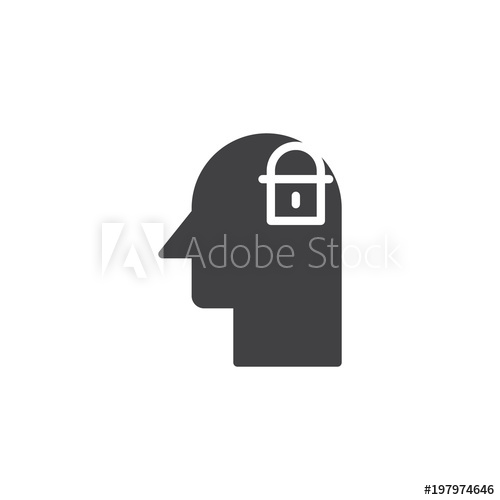 500x500 Human Head And Lock Vector Icon Filled Flat Sign For Mobile