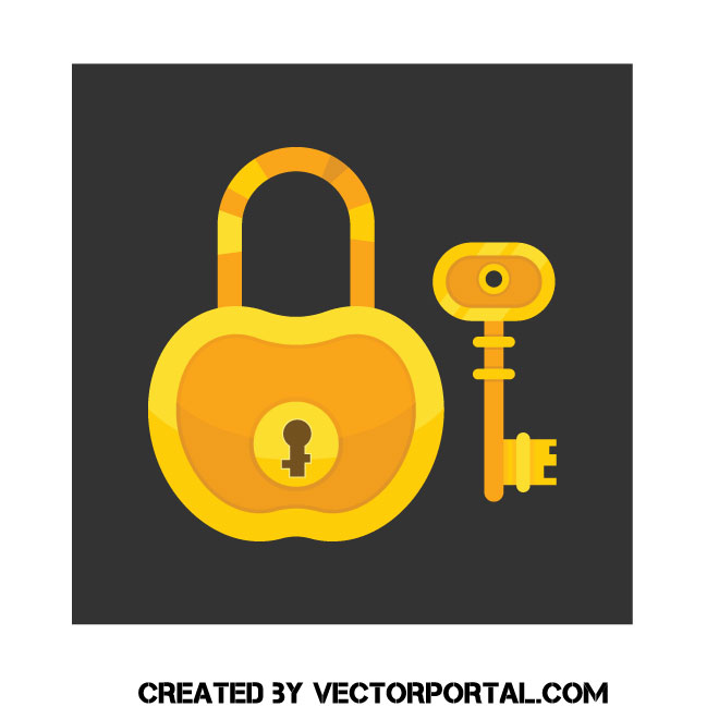660x660 Gold Key And A Lock Vector Image