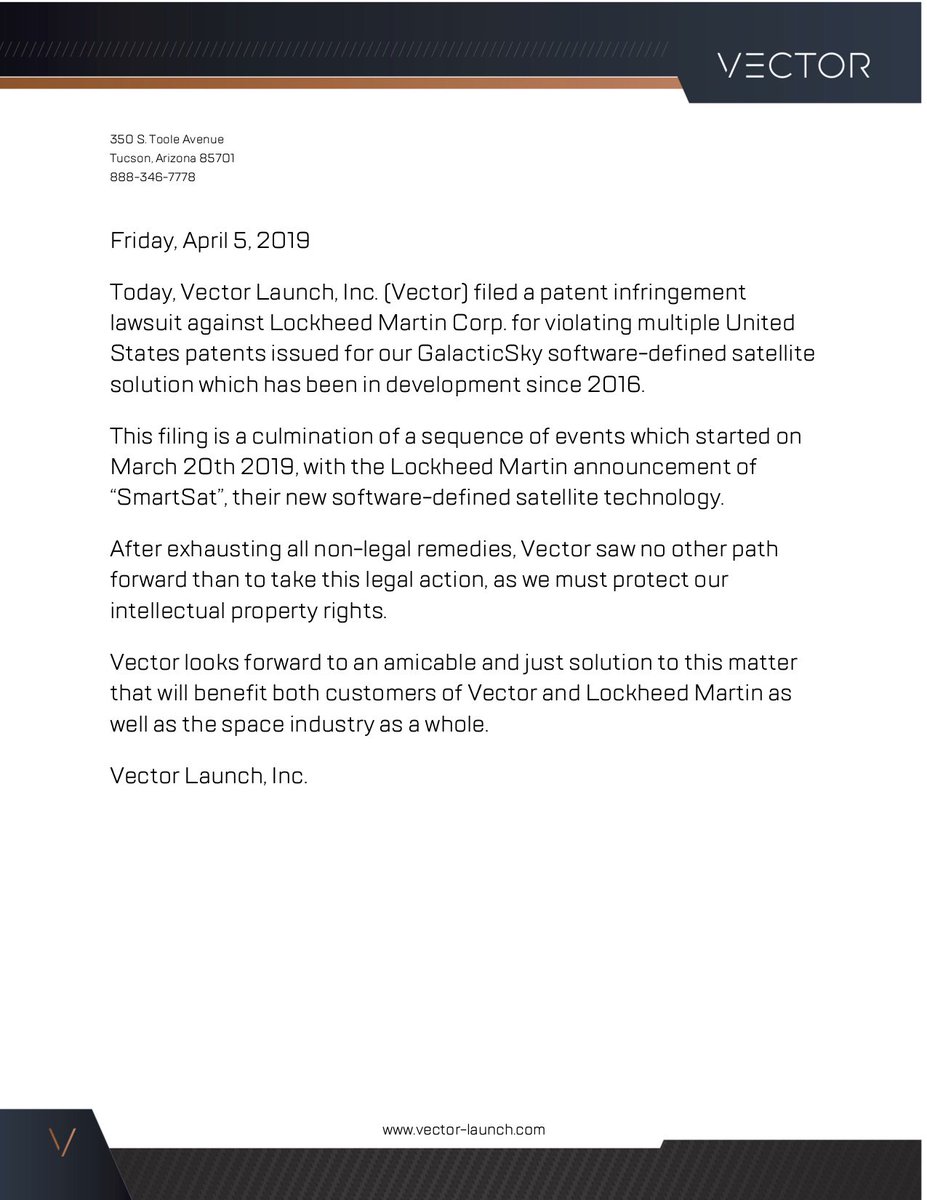 927x1200 Vector On Twitter Statement Regarding Vector Launch Inc V