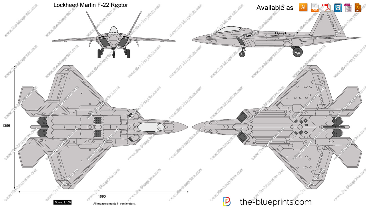 Lockheed Martin F Raptor Vector Drawing. 