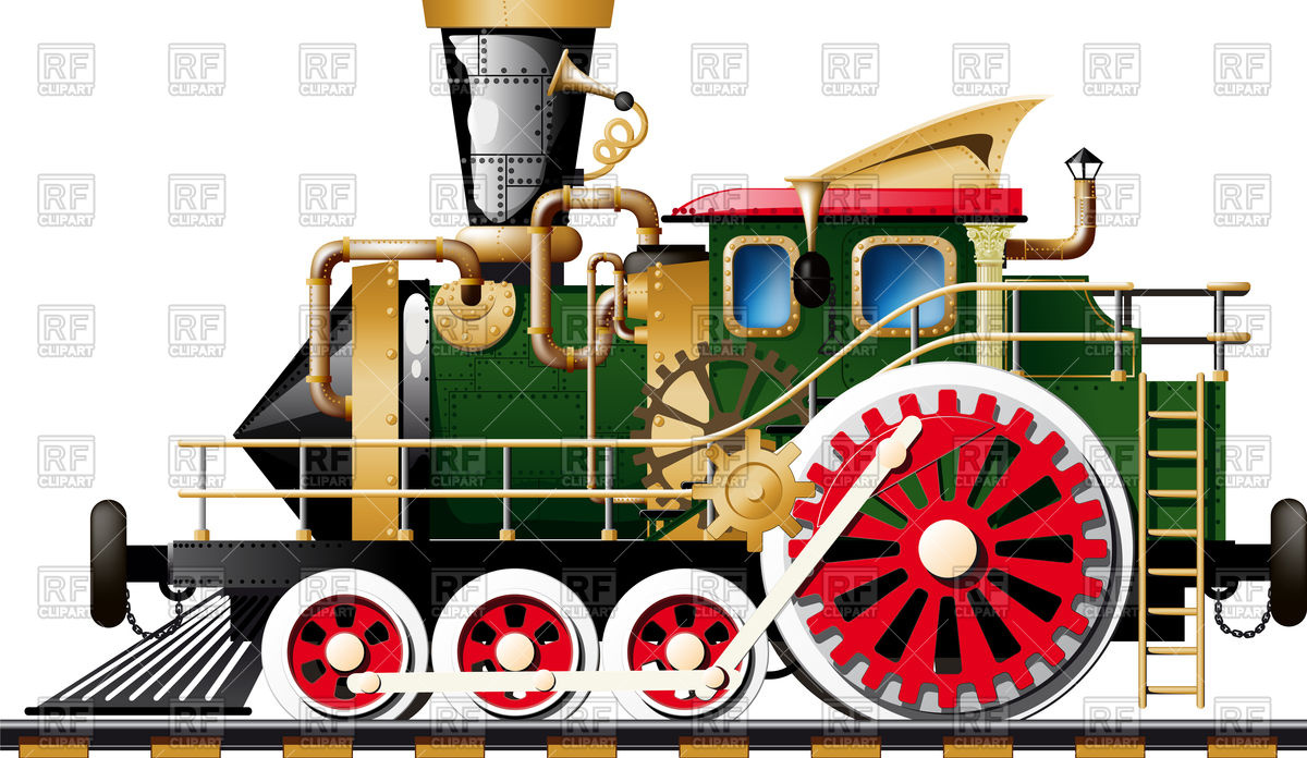 Fictional Steampunk Steam Locomotive Vector Image 1200x696 Fictional Steampunk Steam Locomotive Vector Image