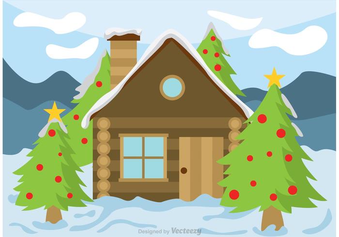 Log Cabin Snow Vector 700x490 Log Cabin Snow Vector