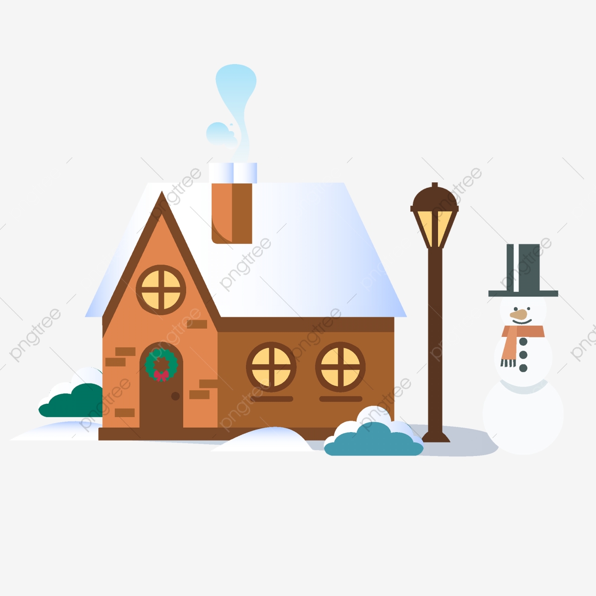 Snow Covered Log Cabin And Snowman, Winter, Snowing, Street Light 1200x1200 Snow Covered Log Cabin And Snowman, Winter, Snowing, Street Light