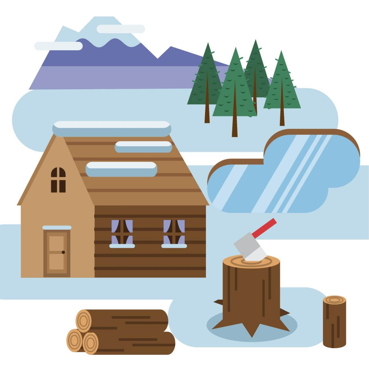 Free Vector Log Cabin In Snowy Landscape 1280x1280 Free Vector Log Cabin In Snowy Landscape