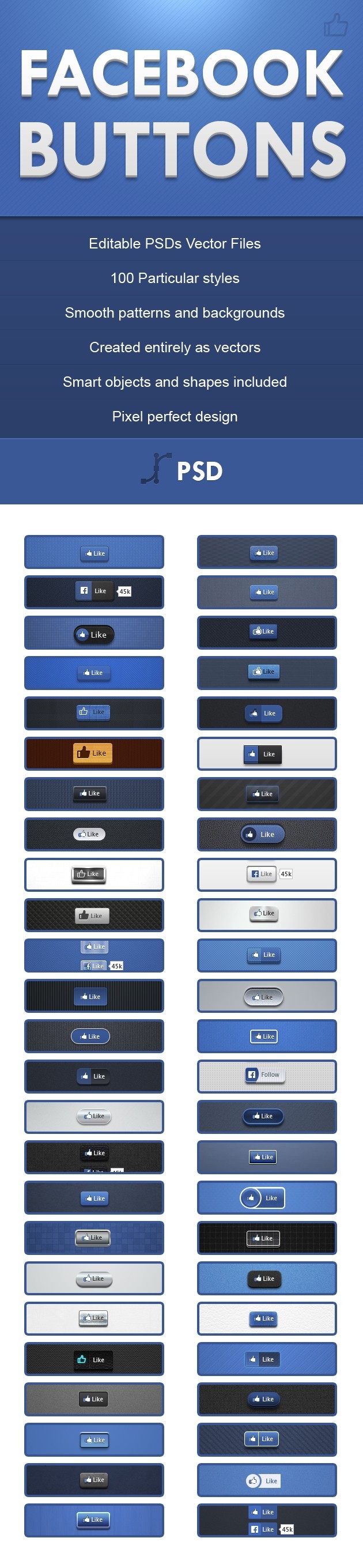 630x2720 Facebook Buttons Editable Vector
