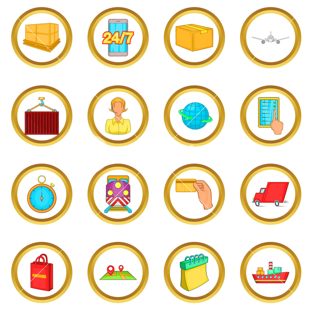 1000x1000 Logistics Vector Set In Cartoon Style Isolated On White Background