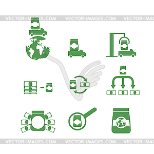 300x300 Set Of Icons Money And Goods Shipping, Logistics