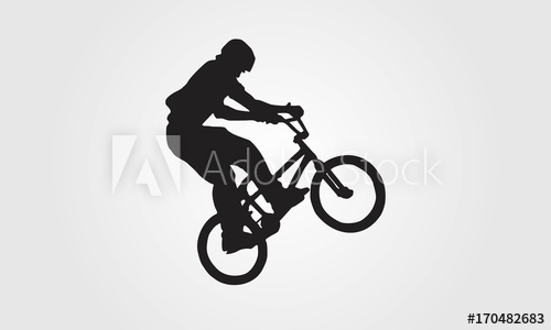 Cyclist Rider Bmx Performs Trick Jump Logo Silhouette Vector 500x300 Cyclist Rider Bmx Performs Trick Jump Logo Silhouette Vector