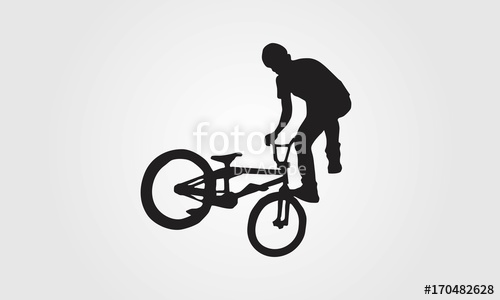 Cyclist Rider Bmx Performs Trick Jump Logo Silhouette Vector 500x300 Cyclist Rider Bmx Performs Trick Jump Logo Silhouette Vector