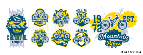 Mountain Bike Emblem Set Sport Bike Logo Sport Bicycle, Downhill 500x193 Mountain Bike Emblem Set Sport Bike Logo Sport Bicycle, Downhill