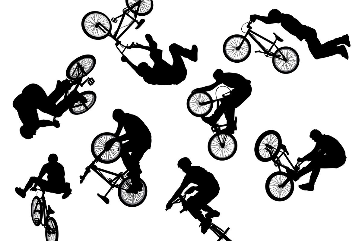 Bmx Cyclist Silhouette Vector Set 1200x800 Bmx Cyclist Silhouette Vector Set