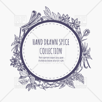 Round Banner Or Frame With Spice And Leaves 400x400 Round Banner Or Frame With Spice And Leaves