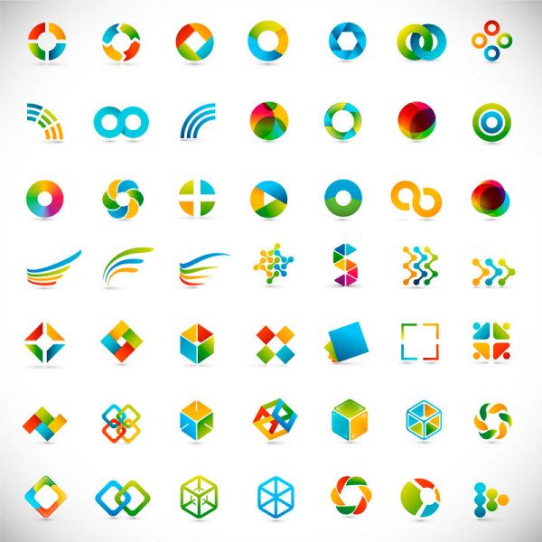 600x600 Set Of Colored Abstract Logo Design Elements Vector