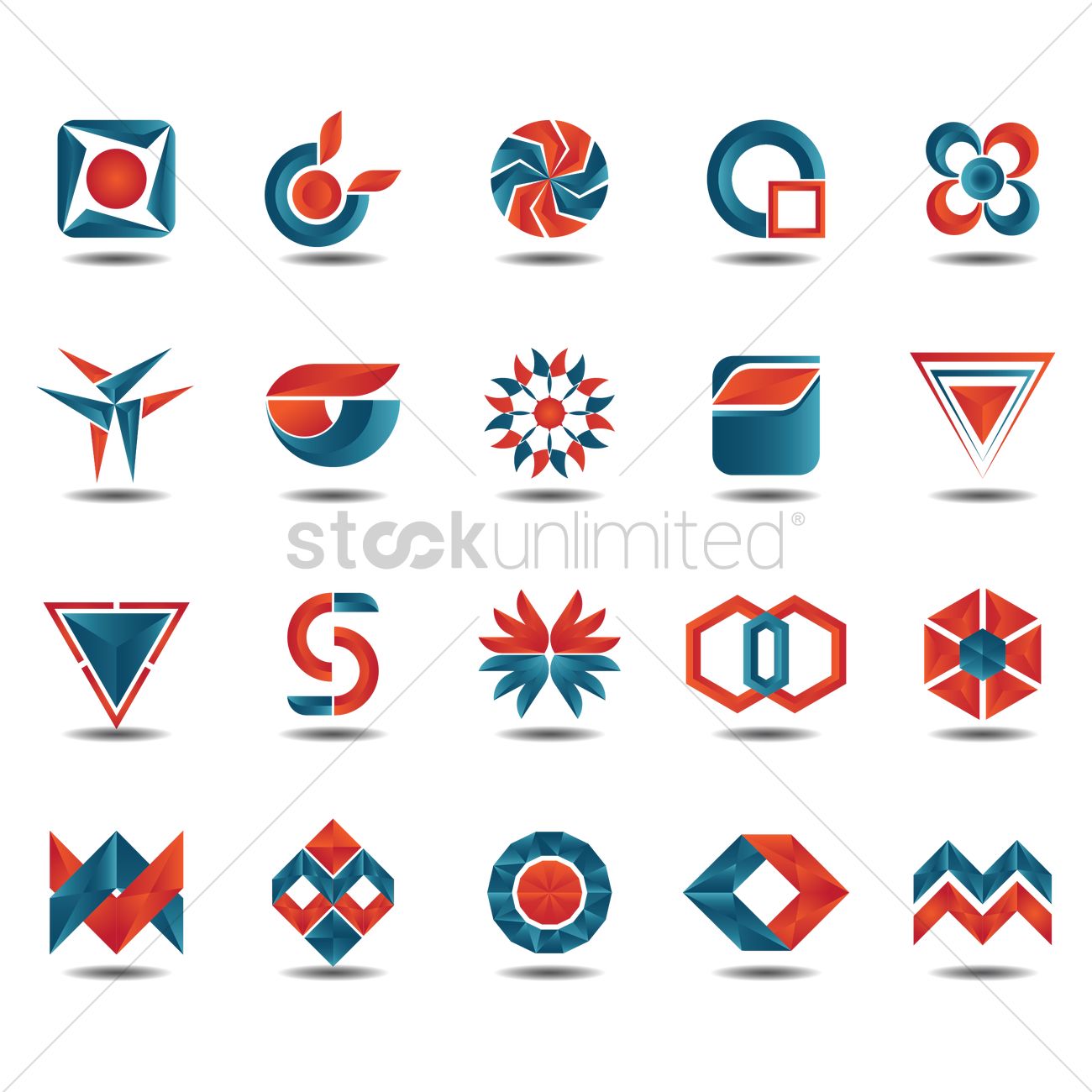 1300x1300 Set Of Abstract Logo Elements Vector Image