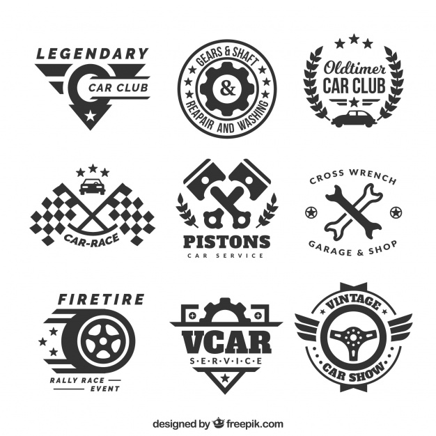 626x626 Decorative Logos With Car Elements Vector Free Download