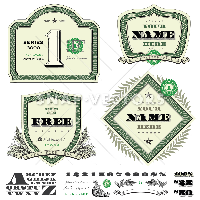 Vector Retro Money Logo Frame Set 800x800 Vector Retro Money Logo Frame Set