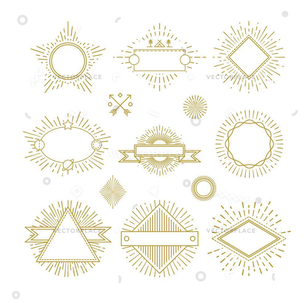 Vintage Circle Sunburst Line Emblems Badges Vector Illustration 1000x1000 Vintage Circle Sunburst Line Emblems Badges Vector Illustration