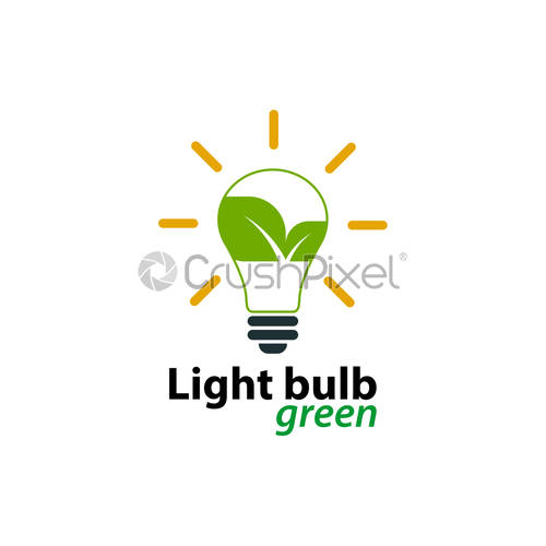 500x500 Ecology Light Bulb Green Logo Icon Design Templat On White, Stock