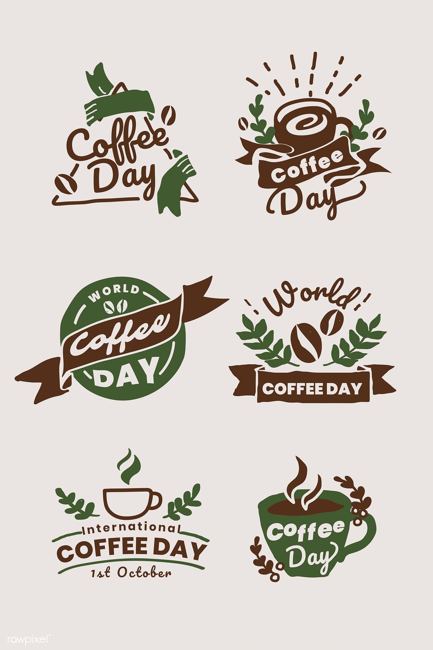 1400x2100 Download Premium Vector Of International Coffee Day Logo Set
