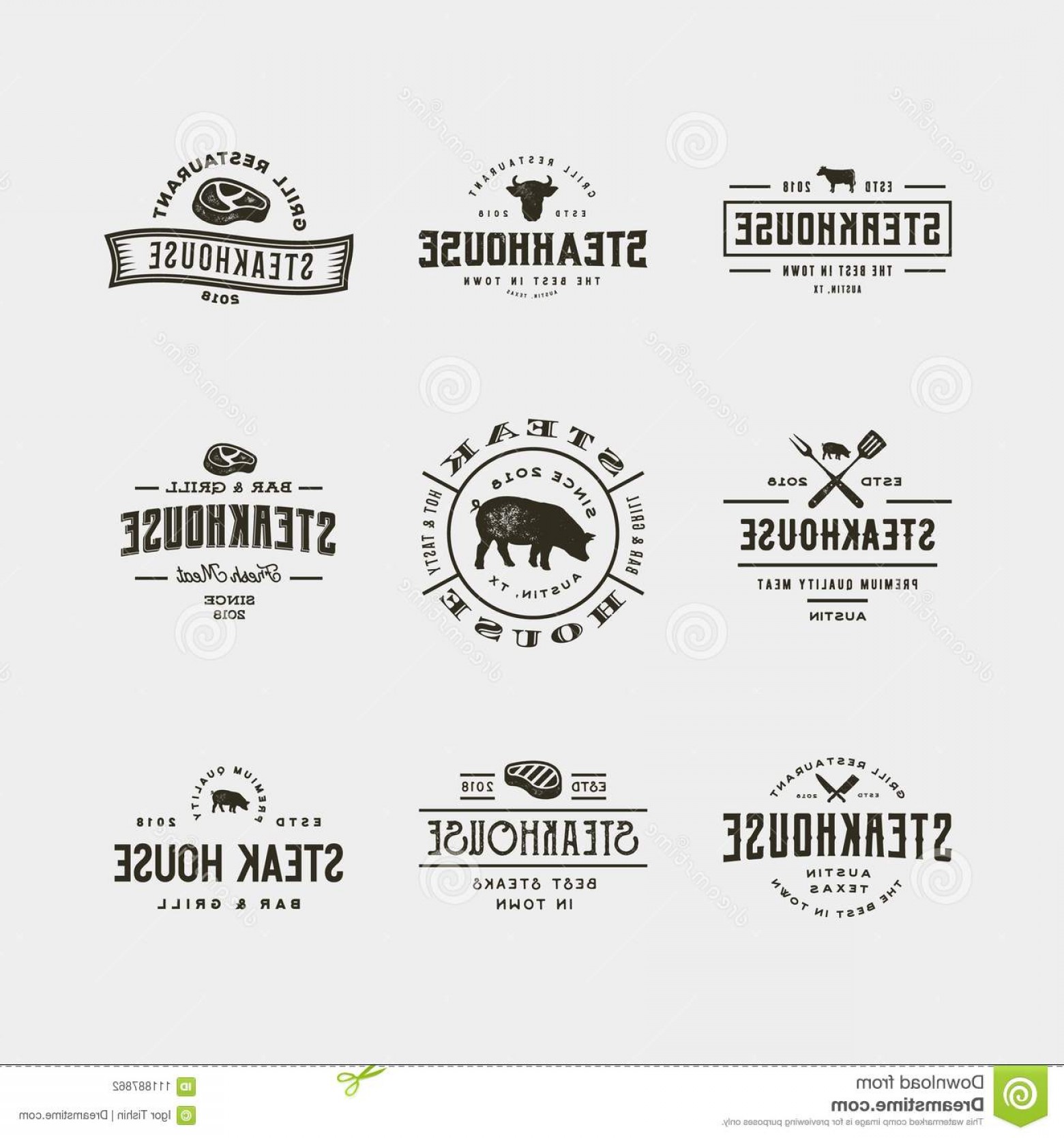 1560x1668 Set Vintage Steak House Logos Vector Illustration Set Vintage