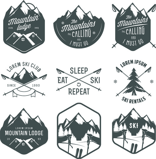 500x511 Skiing Logos Vector Retor Design Free Vector In Encapsulated
