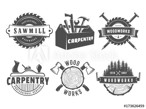 500x375 Woodwork Logos Vector Badges For Carpentry, Sawmill, Lumberjack