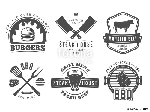 500x375 Smoked, Bbq, Burger, Grill Badges Set Of Vector Barbecue Logos