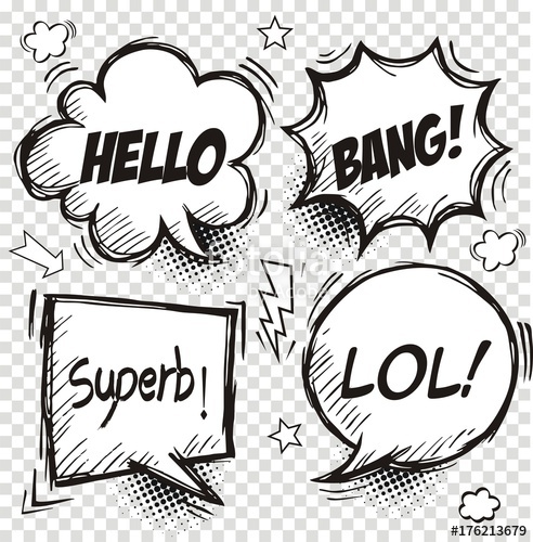 Set Of Comic Speech Bubbles With Dialog Words Hello,lol,superb 492x500 Set Of Comic Speech Bubbles With Dialog Words Hello,lol,superb
