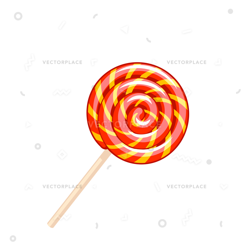 1000x1000 Sweet Colorful Spiral Lollipop Candy Flat Vector Illustration