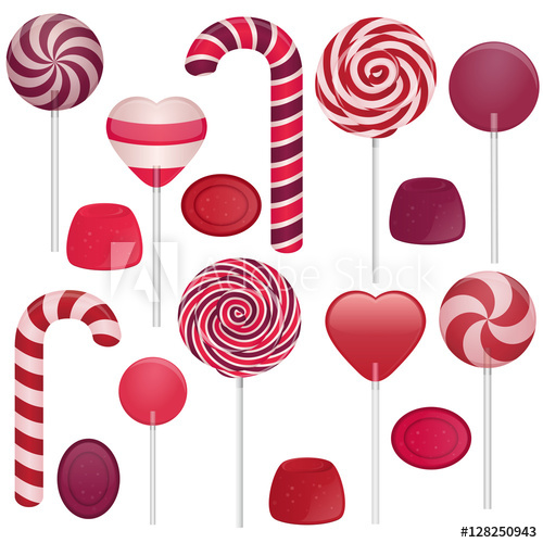 500x500 Vector Illustration Of Different Sweets Candy Cane, Swirl