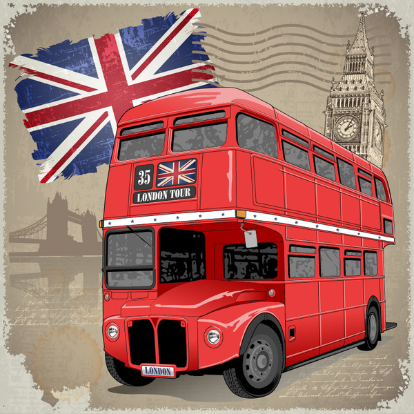 Retro London Background With Red Bus Vector Free Vector In Adobe 600x600 Retro London Background With Red Bus Vector Free Vector In Adobe