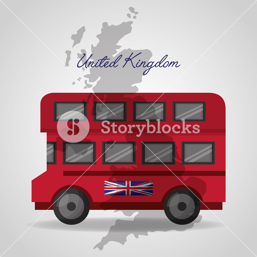 United Kingdom Flag Map Background Double Decker London Bus Vector 1000x1000 United Kingdom Flag Map Background Double Decker London Bus Vector