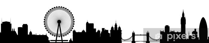 700x144 London Skyline Detailed Silhouette Vector Illustration Wall Mural