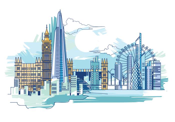 700x490 London Skyline Free Vector Art