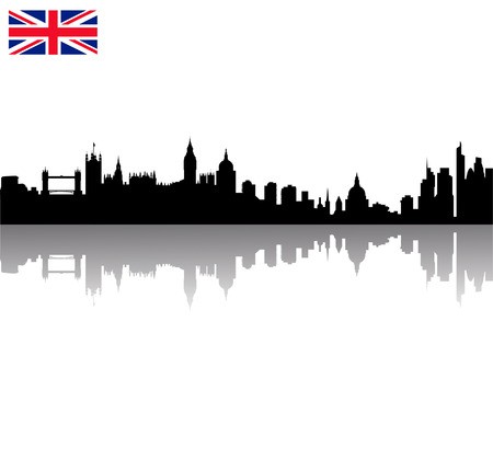 450x430 Detailed Black Vector London Silhouette Skyline With Union Flag