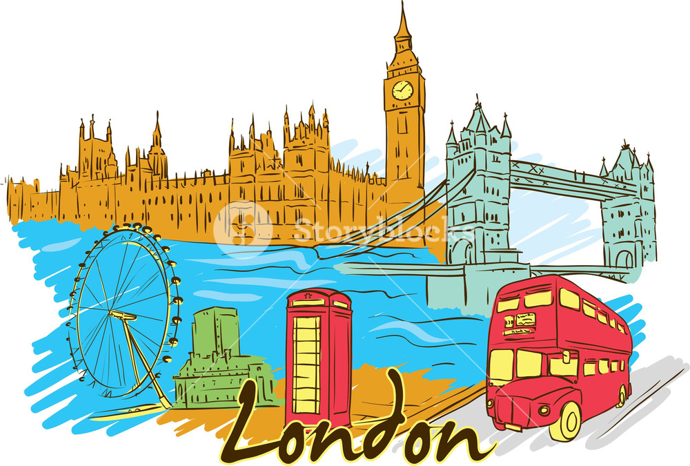 1000x675 London Vector Doodle Royalty Free Stock Image