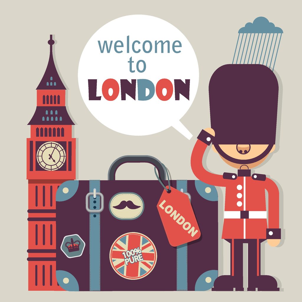 1024x1024 London Vector Flat Style Background