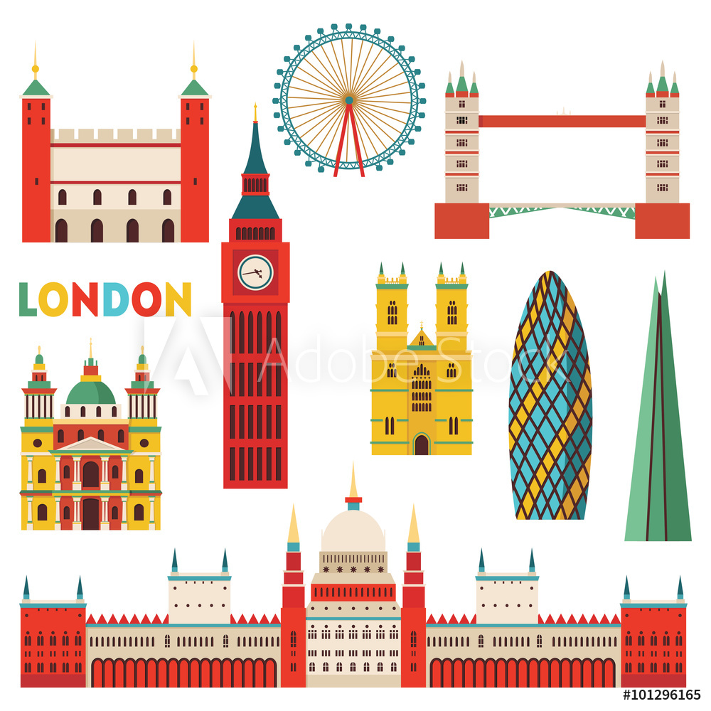 1000x1000 Photo Art Print London Monuments Vector Illustration Europosters