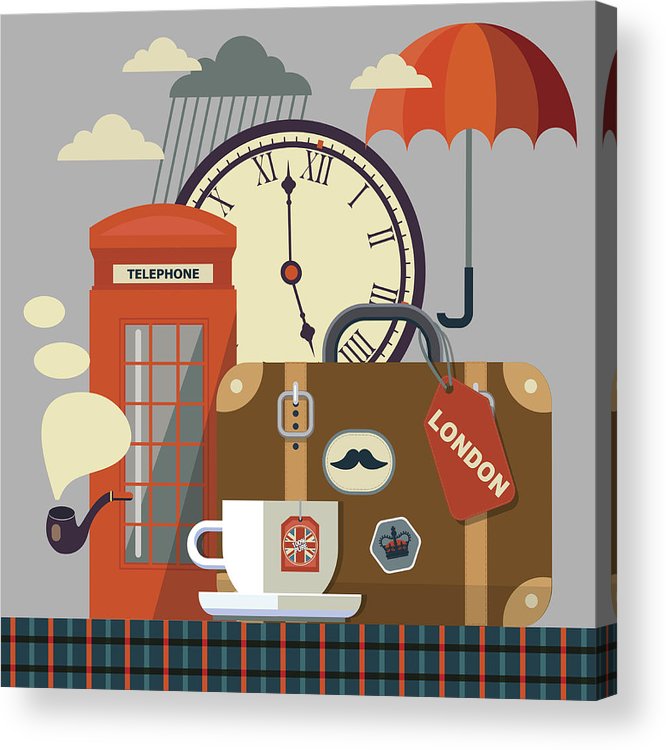 666x750 Retro London Vector Flat Style Background Acrylic Print