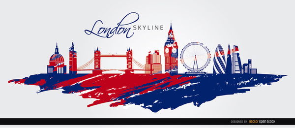 600x260 London Skyline Painted Flag Background Free Vector
