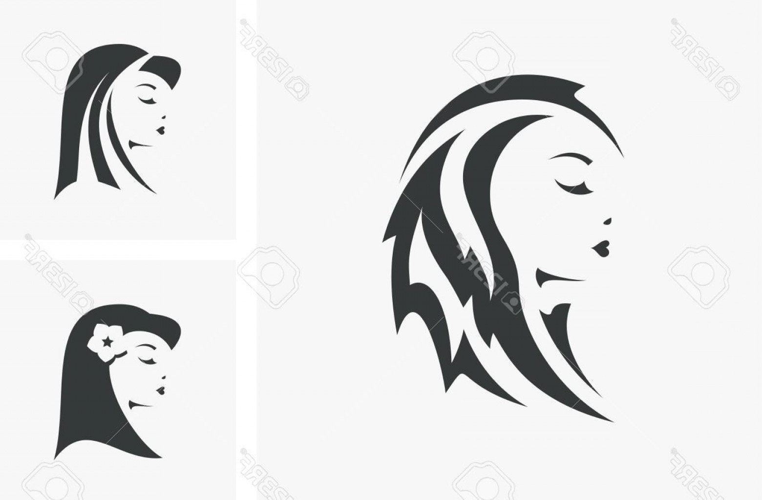 1560x1024 Photostock Vector Silhouettes Of The Beautiful Woman With Long