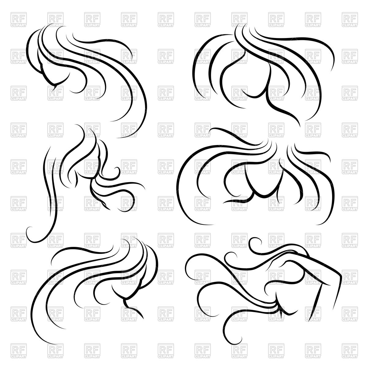 1200x1200 Woman Head Silhouettes With Long Hair Vector Image Of Beauty