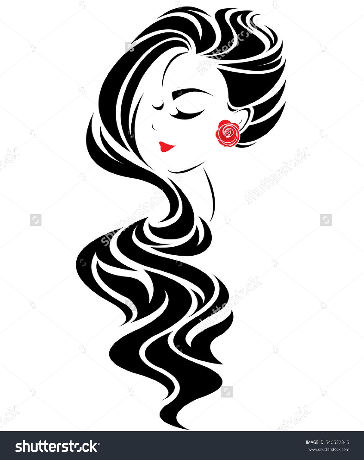 1269x1600 Illustration Of Women Long Hair Style Icon, Logo Women Face