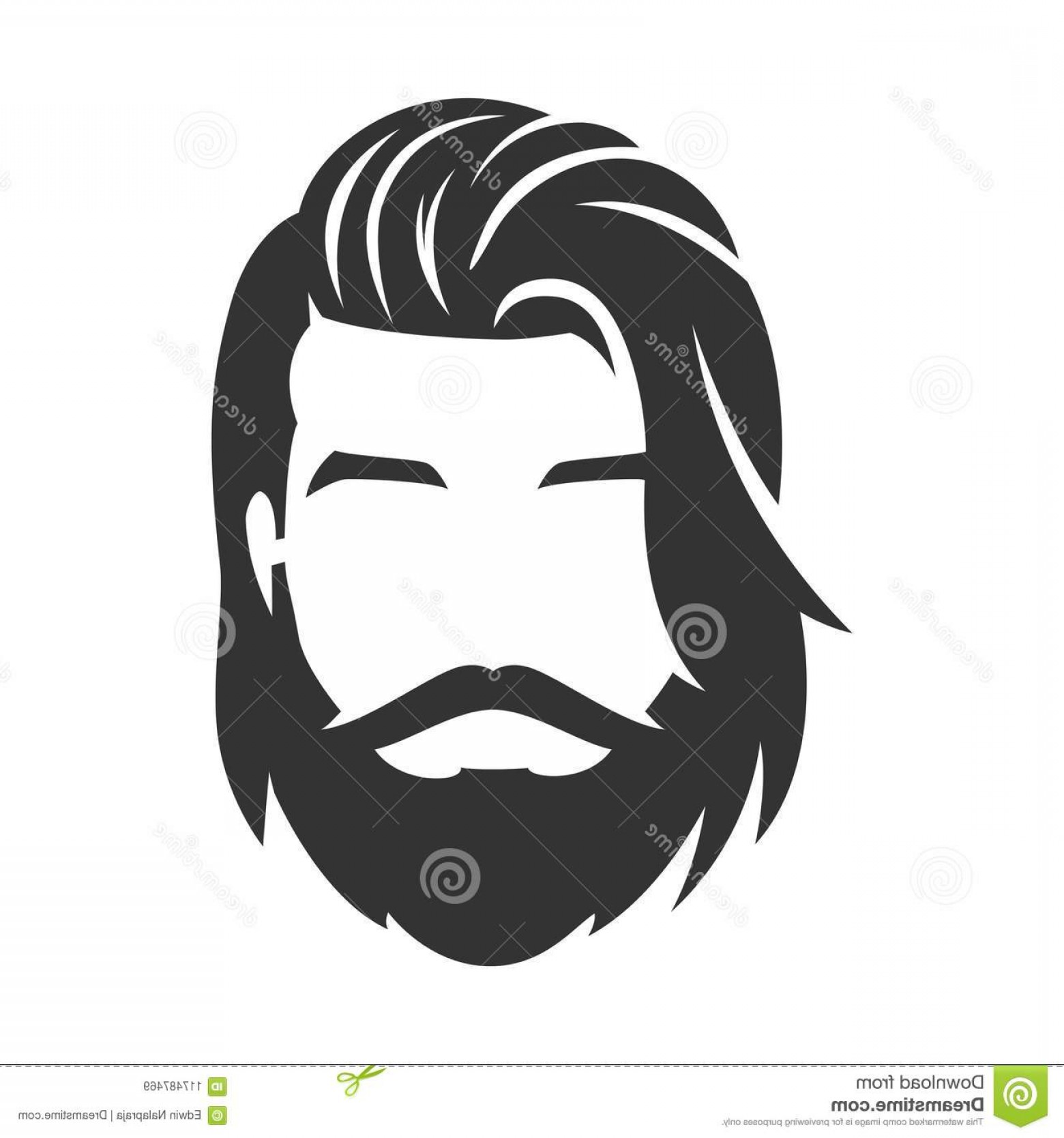 1560x1668 Bearded Man Face Hipster Character Long Hair Vector Mustache
