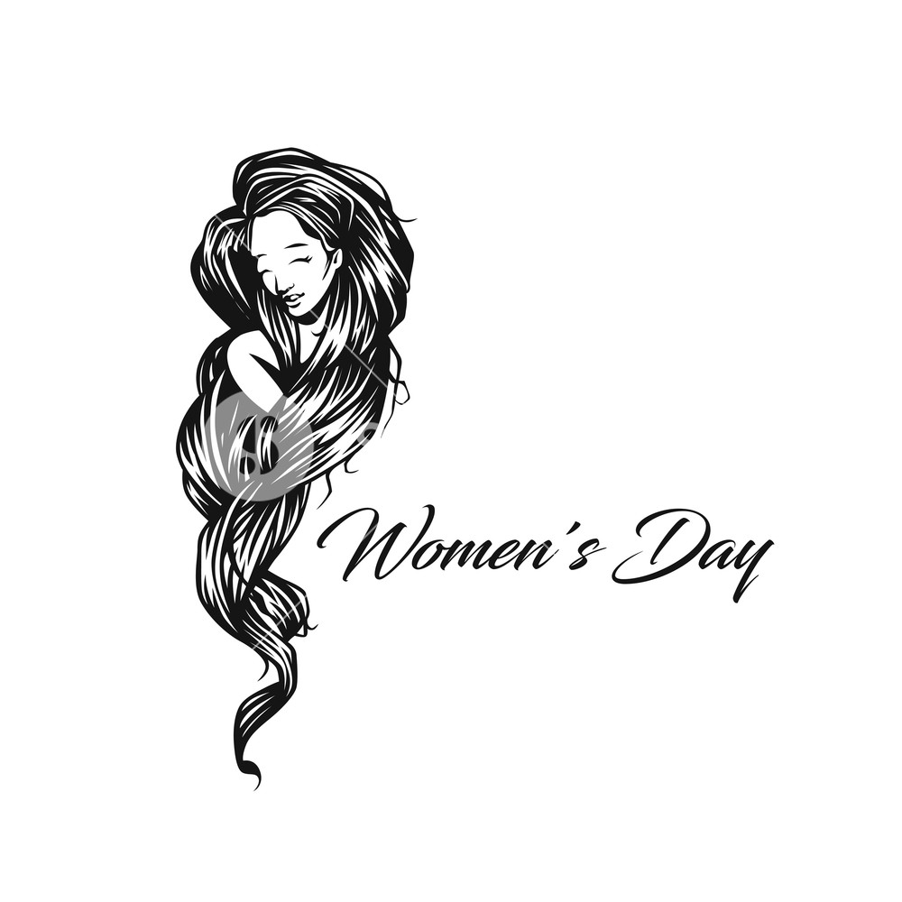 1000x1000 Beautiful Girl With Long Hair Vector Illiustration Royalty Free