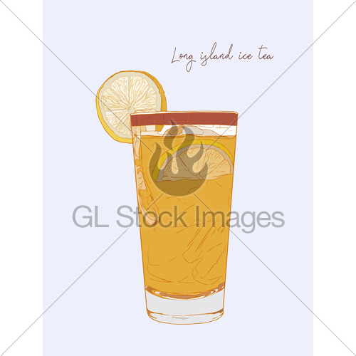 500x500 Hand Drawn Illustration Of Cocktail Long Island Ice Tea Gl
