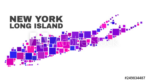500x276 Mosaic Long Island Map Isolated On A White Background Vector