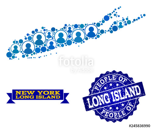 500x424 People Collage Of Blue Population Map Of Long Island And Rubber