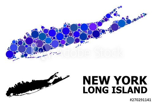 500x338 Blue Round Dot Mosaic Map Of Long Island